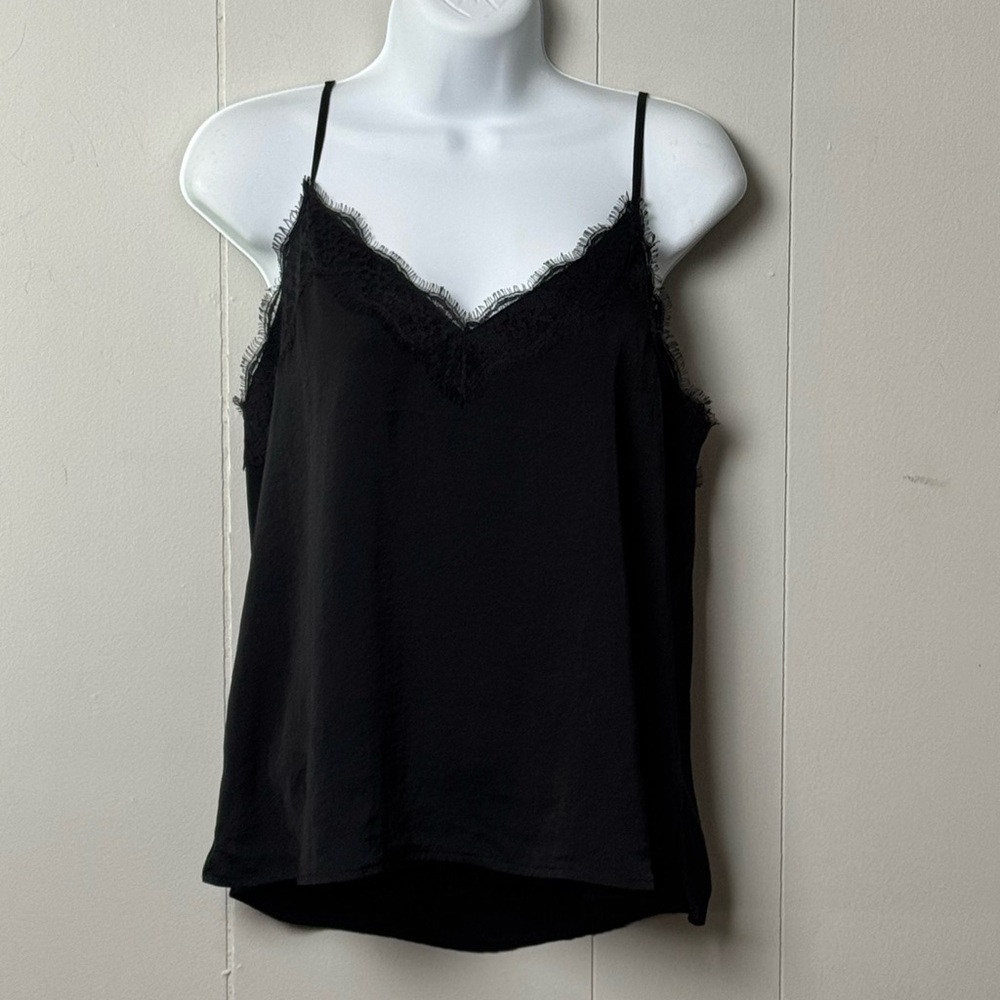 BP Women’s Black Spaghetti Strap Cami with Lace Detail Size M